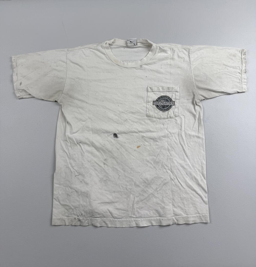 Harley-Davidson Shirt Mens Large White Erie PA Pocket Graphic Tee Biker Read